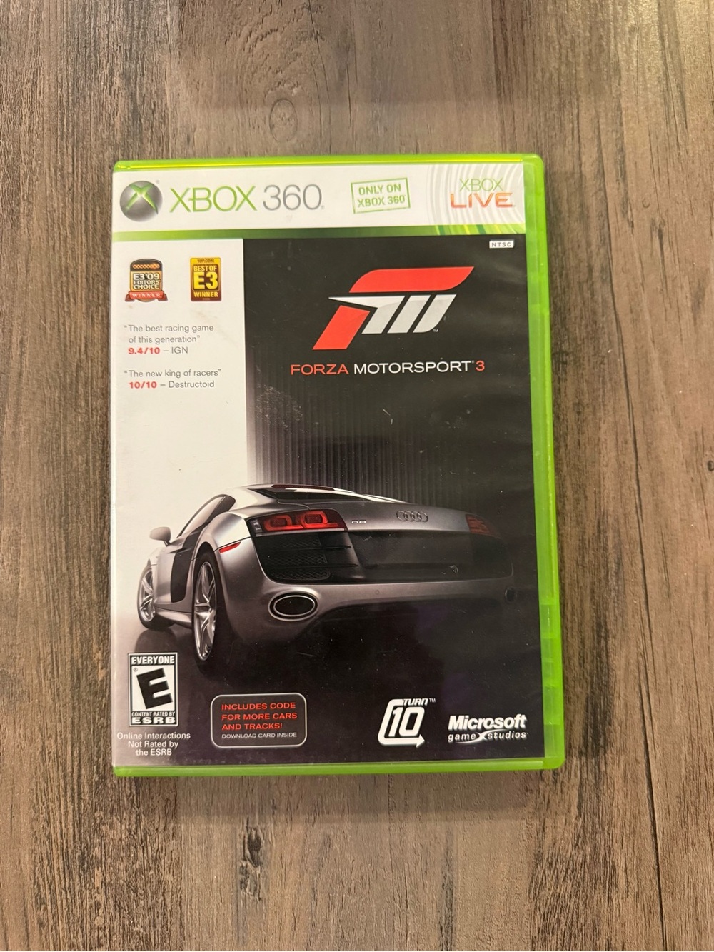 Microsoft Xbox 360 Forza Motorsport 3 – Green Case, Black & Silver Cover Art